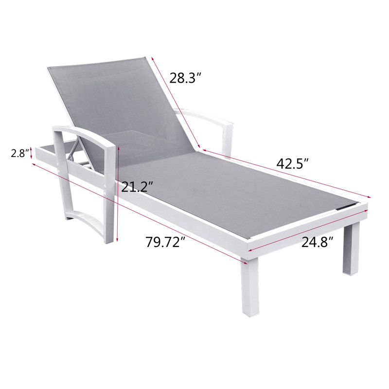 Chaise longue simple inclinable 64 po Tarun
