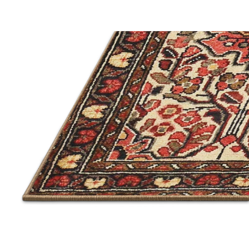 Tapis traditionnel rouge / beige, Rectangle 8 pi x 12 pi