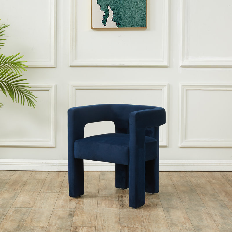 Scott 18.3'' H Leather Upholstered Armchair, Navy Velvet