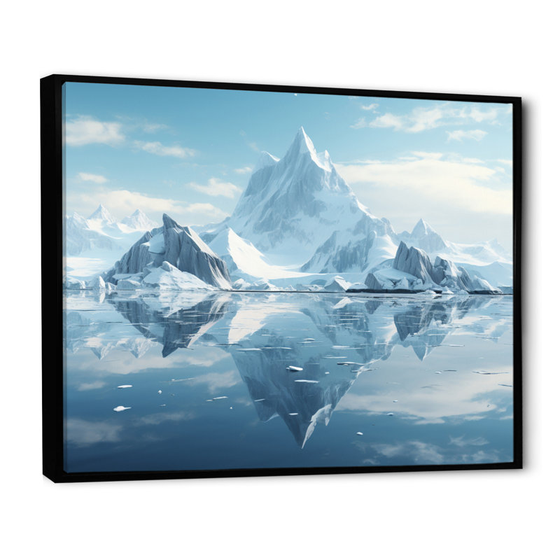 Bettyjane " Glacier Glacial Majesty Geometric I ", H 24 po x l 32 po x P 1 po, Cadre flottant noir