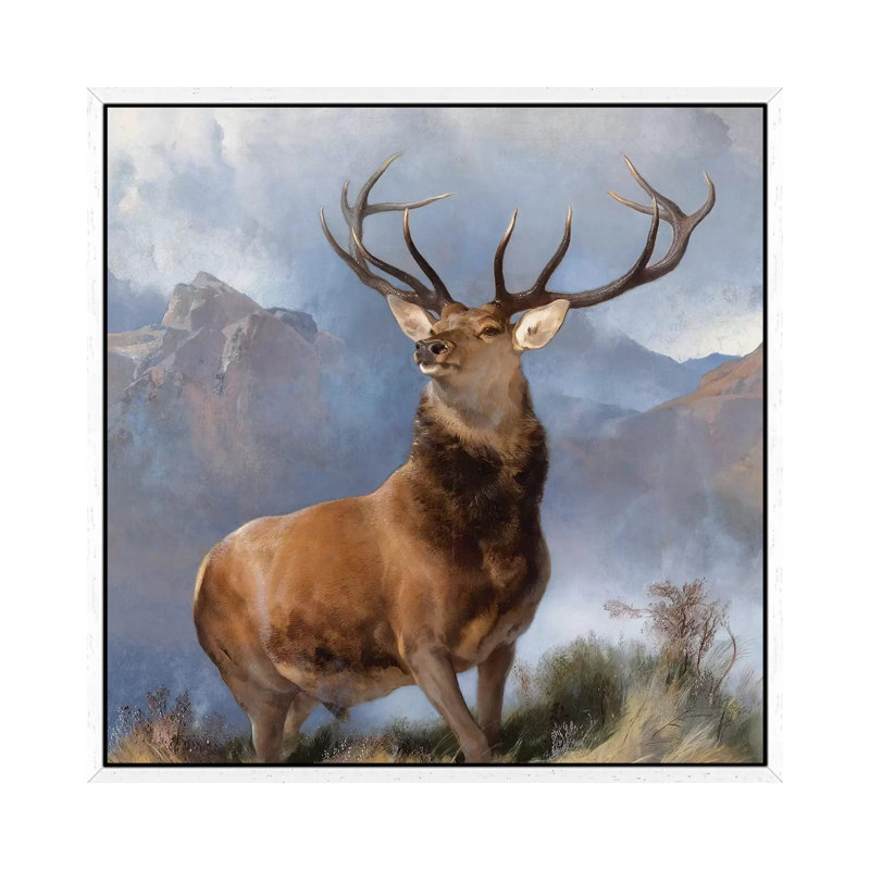 The Monarch Of The Glen, C.1851 by Sir Edwin Landseer - Painting on Canvas, 66.04cm H x 66.04cm W x 3.81cm D, White Framed