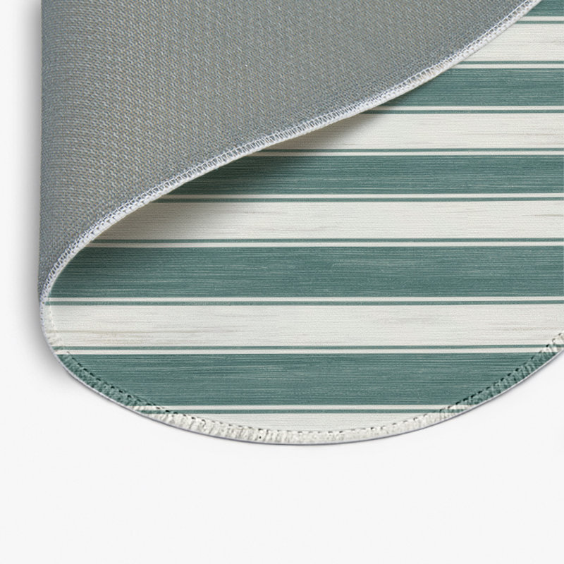 HorizontalStripes Gray Indoor and Outdoor Area Rug, Round 5'