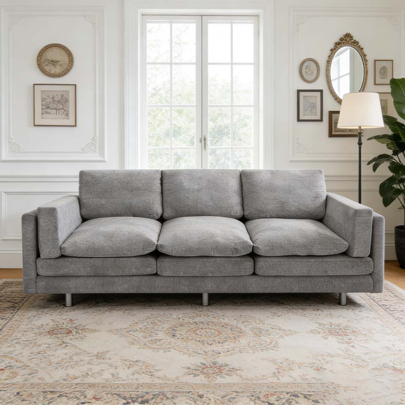Canapé rembourré 79,5 po, Gris clair