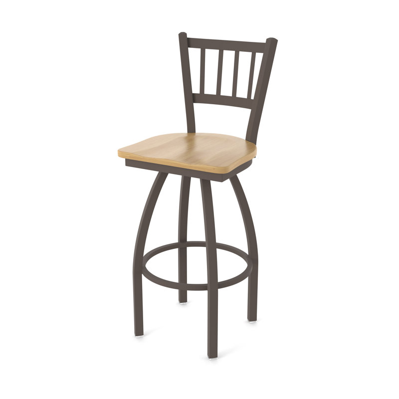 Tabouret de bar rotatif 25 po Nicolai, Bronze, Bois - Érable naturel, Tabouret de bar (siège d’une hauteur de 30 po)