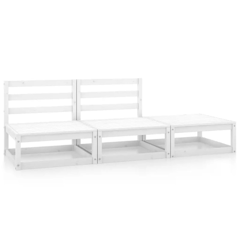 Faustena Garden Lounge Set Solid Pinewood, White
