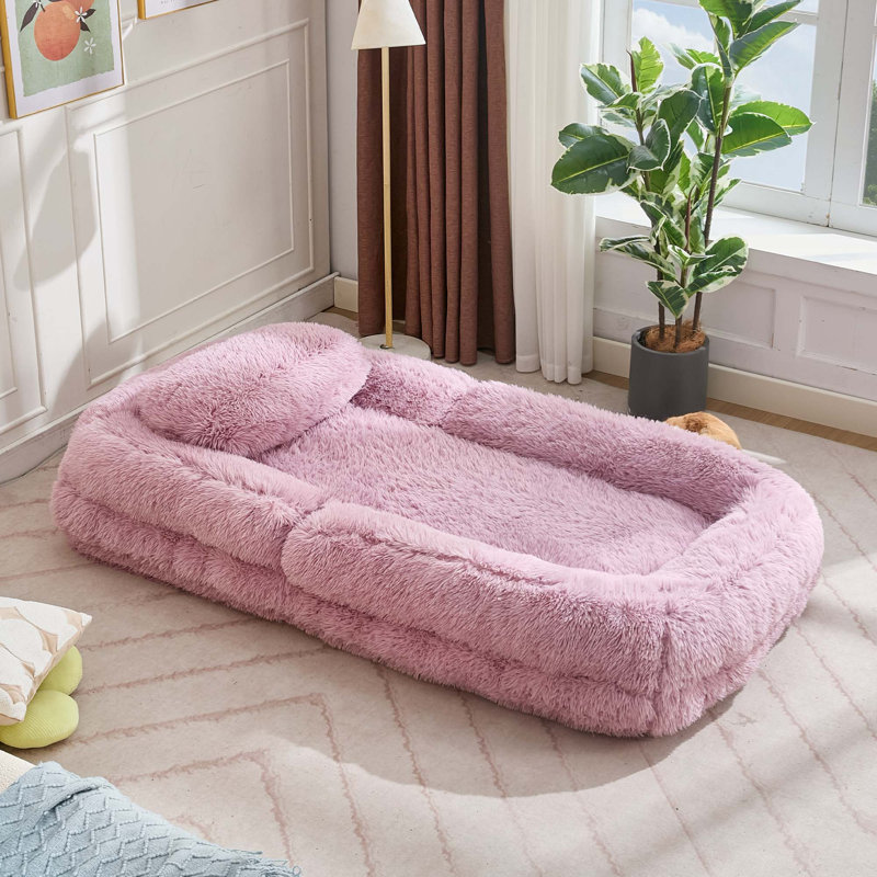 Lit pour chien, canapé paresseux, convertible réglable à 5 positions, Rose