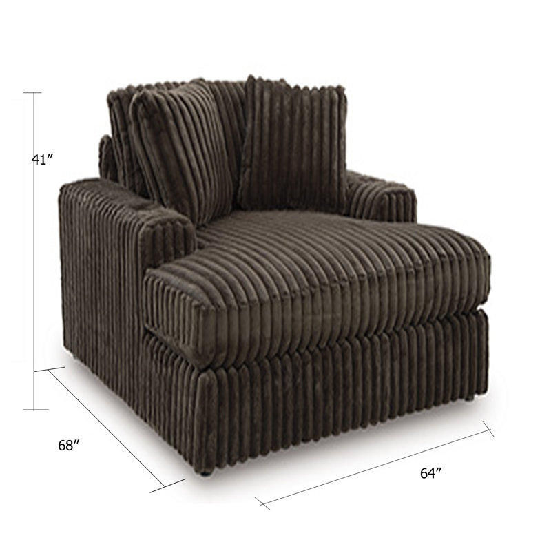 Chaise longue surdimensionnée Addy, 2 coussins, velours côtelé brun chocolat