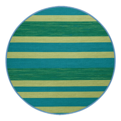 Tapis bleu à rayures horizontales lavable à la machine