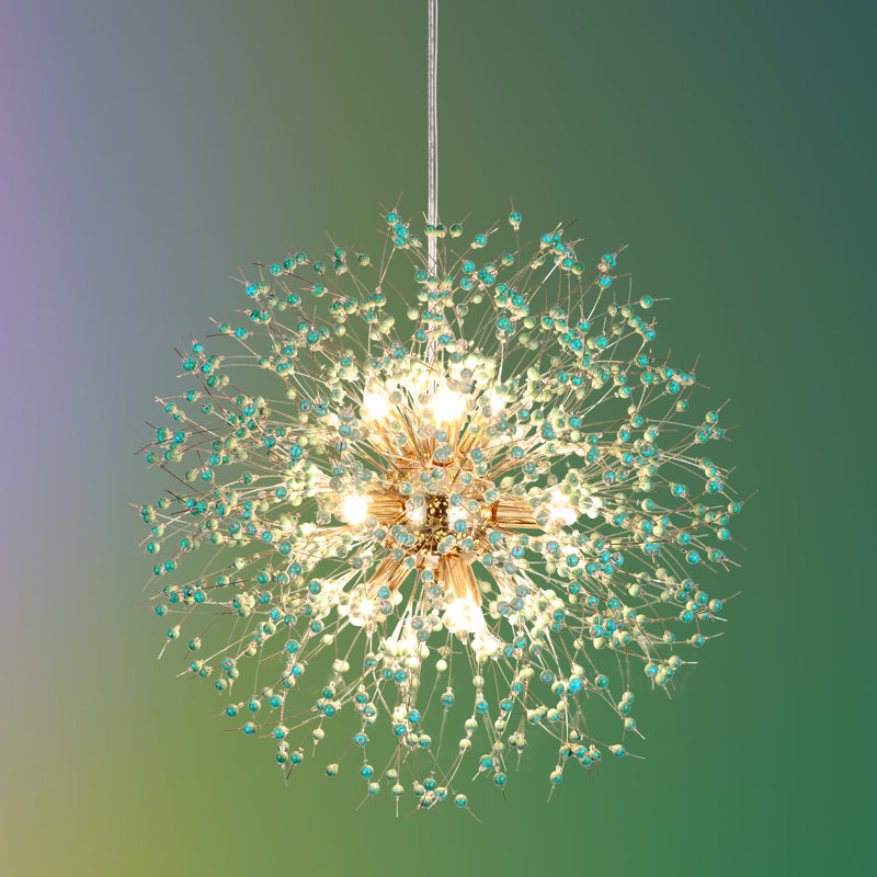 9 - Light Sputnik Chandelier, Gold/Turquoise
