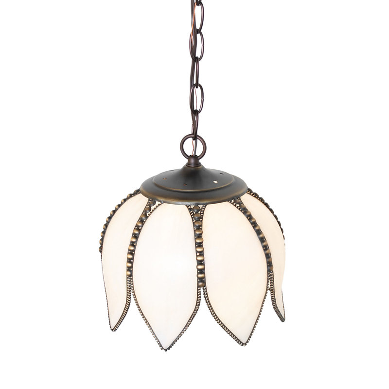 10" Wide Tulip Mini Pendant, Pink/White