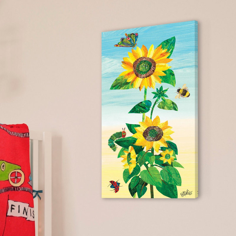 Dolezal Sunflower And Bugs 2 - Painting on Canvas, 61cm H x 30cm W
