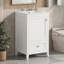 Rangement de salle de bain autoportant de 20 po avec lavabo en céramique, petit meuble-lavabo avec porte à fermeture en douceur, tiroir et support de rangement, idéal pour la salle d'eau-100778669