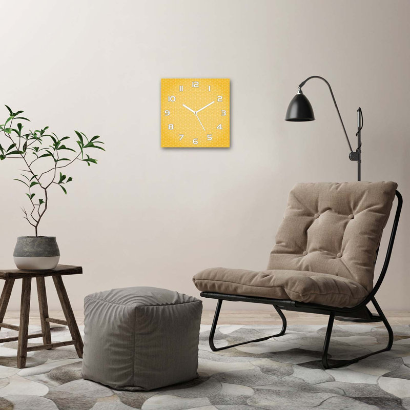 Glass Wall Clock, Yellow/White