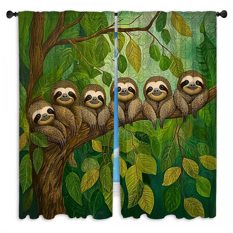 Rideaux de fenêtre Sloth paresseux et obscurcissant - 2 panneaux, 40 po x 60 po - 2 panneaux, Obscurcissement de chambre