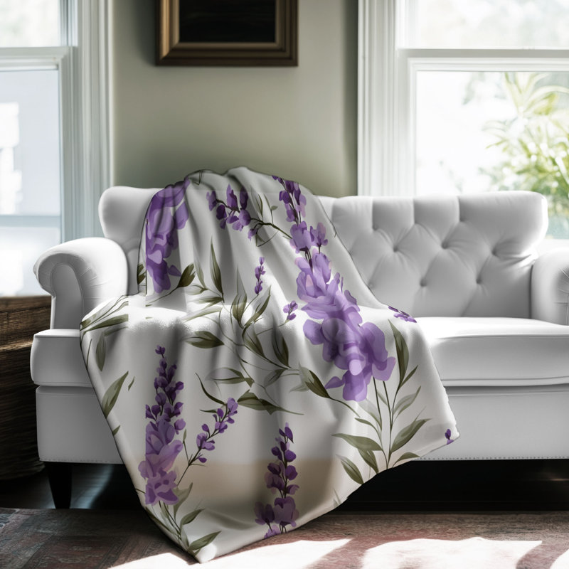 Jeté Orchid Bloom Sanctuary - 1 pièce Sherpa Bl Premium, Lit simple