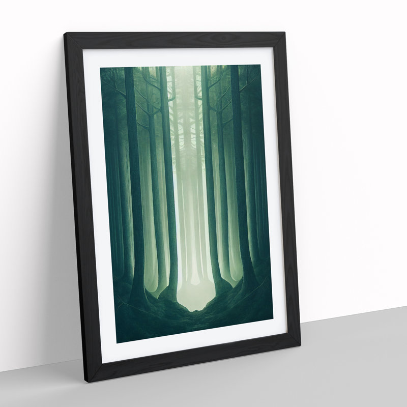 Symmetrical Forest No.2 Abstract - Wall Art, 64cm H x 46cm W x 2cm D, Black Framed Paper, Black Framed