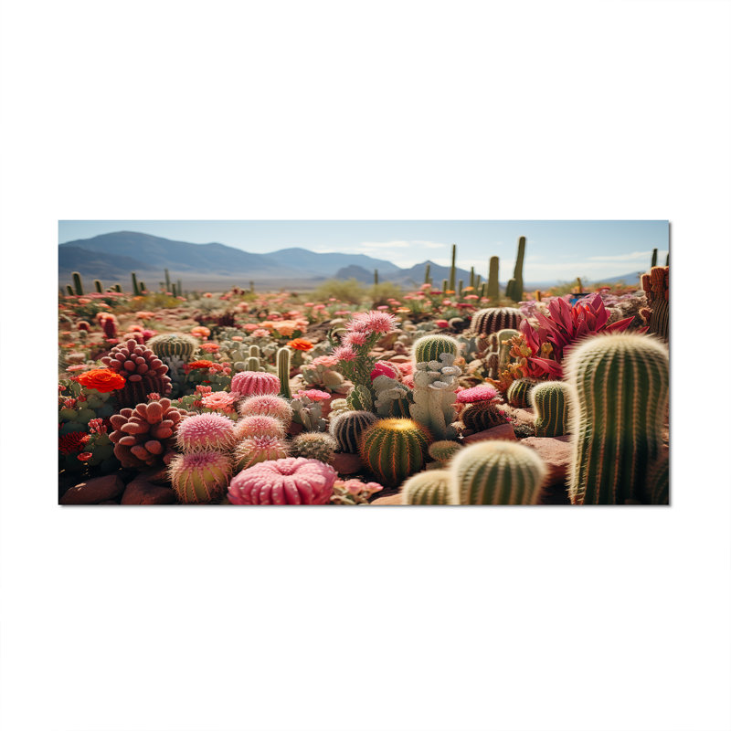 Cactus vert et rose II - impression, Toile tendue, H 28 po x l 60 po x P 1,5 po