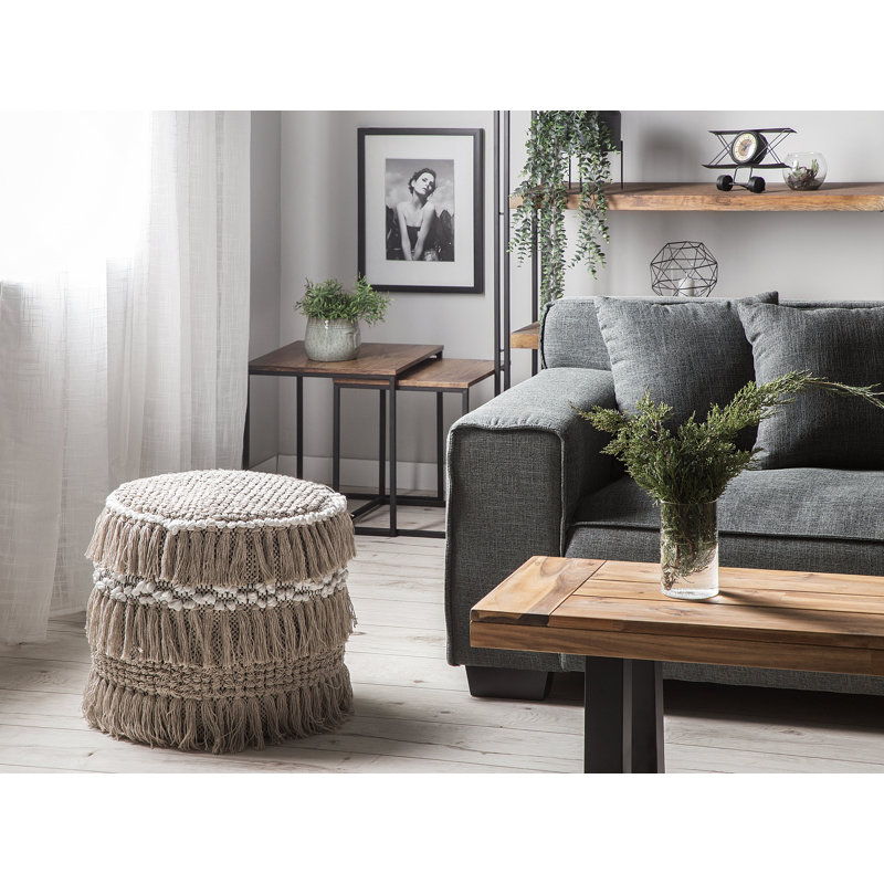 Genaro 44cm Wide Round Solid Colour Pouffe Ottoman