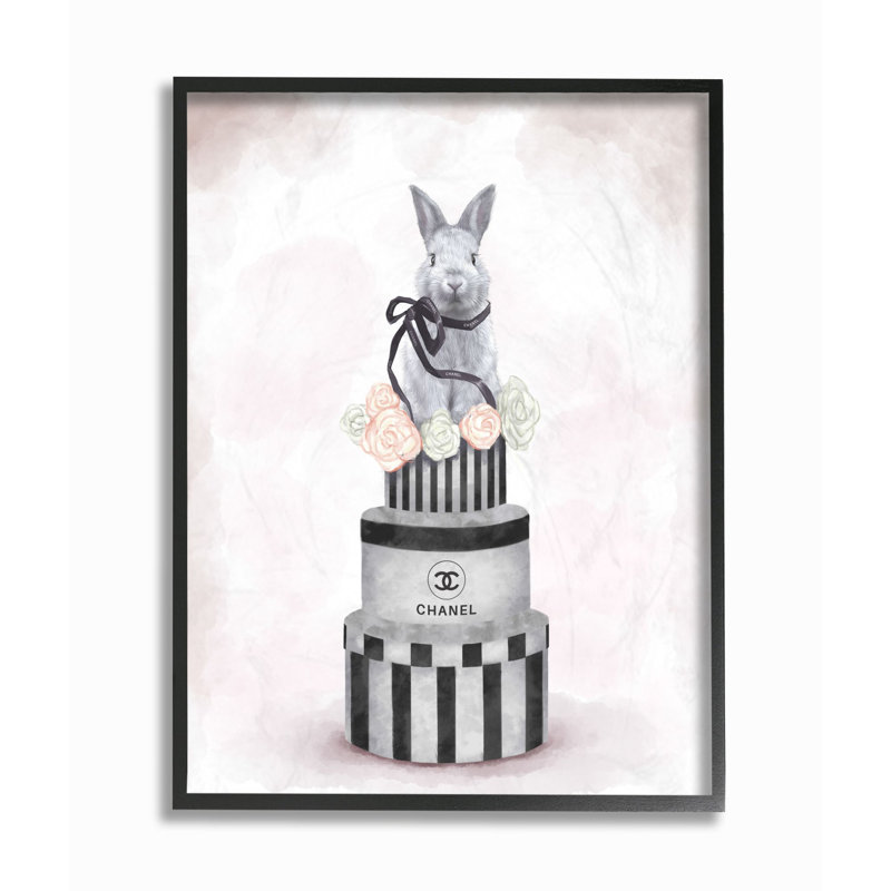 « mode lapin box paint », reproduction d’art sur image, Giclée encadrée noir minuit, H 20 po x l 16 po