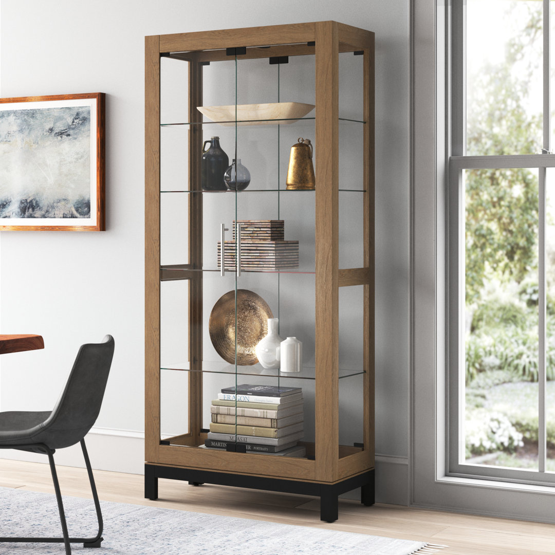 Kavita Glass Curio Cabinet with Adjustable Shelves and Interior Lighting Williston Forge