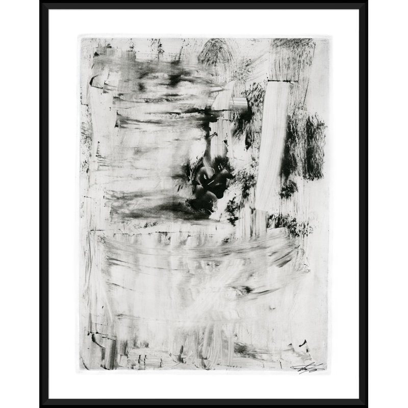 A Study in Black and White - Peinture encadrée sur papier, H 31 po x l 25 po x P 2,38 po
