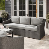 Martha Stewart Bedford Outdoor Modular Rattan Wicker Sofa With All-Weather Cushions