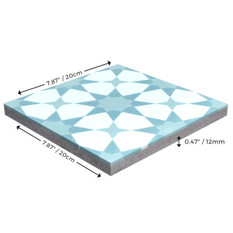 Taza 8" x 8" Wall & Floor Tile, Blues