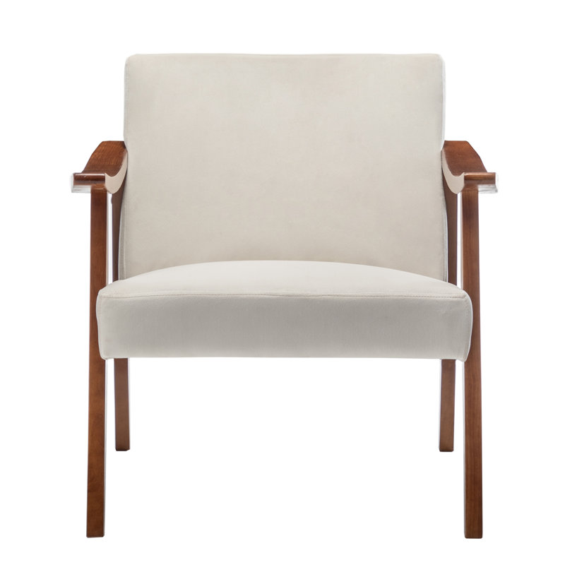 Fauteuil large de 30,3 po Ashu, Velours blanc crème