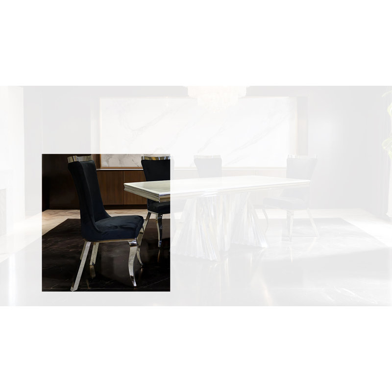 Ensemble de 2 chaises d'appoint Axelrod, Noir, noir, noir, noir, Chrome chrome