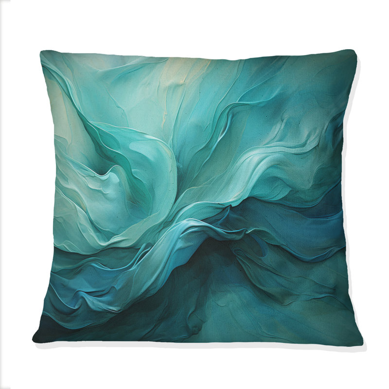Coussin Turquoise Tranquility V - Abstract Landscape, 16" x 16"