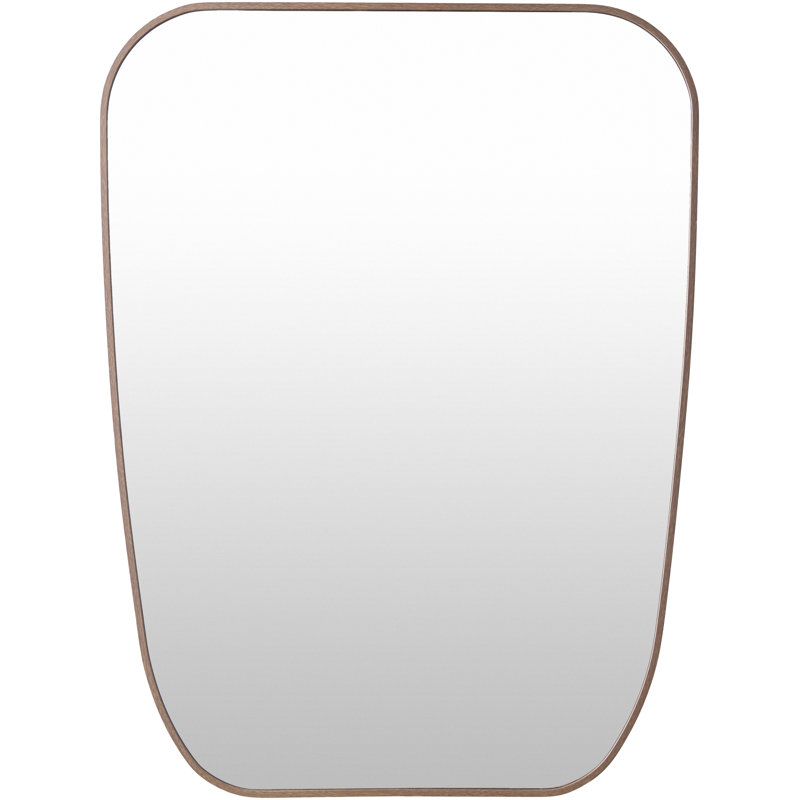 Miroir mural asymétrique en métal Sérone, Noyer foncé
