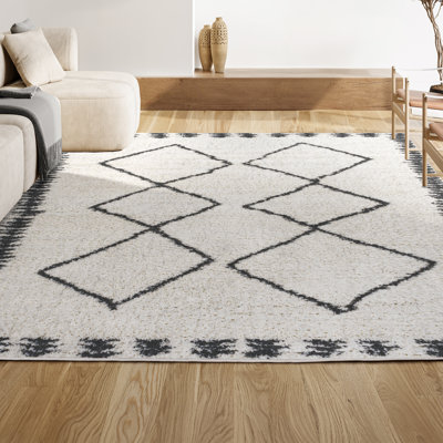 Tapis blanc / gris à poils longs schlenker