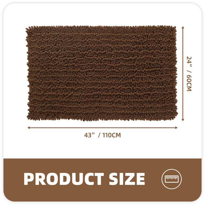 Tapis pour salle de bain Egista, L 43 po x l 24 po, Brun