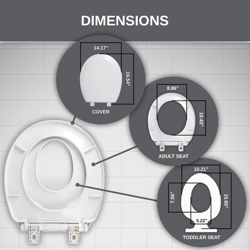 Siège de toilette rond non magnétique UMIEN 2-en-1 avec siège intégré pour la formation des petits enfants, charnières à dégagement rapide, pare-chocs anti-pincement et couvercle