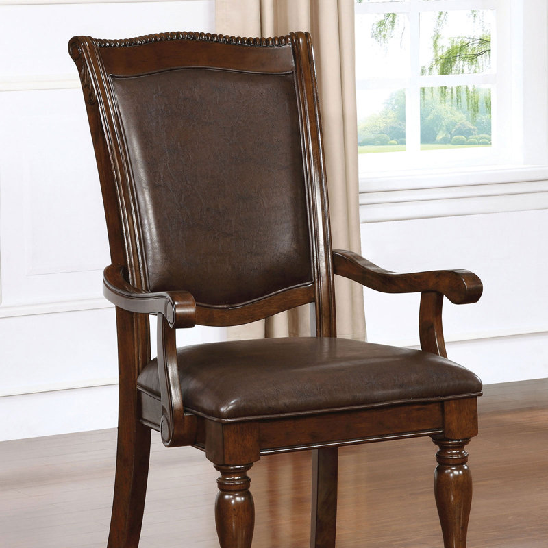 Chaise avec accoudoirs rembourrée Silva, Brun, Brun