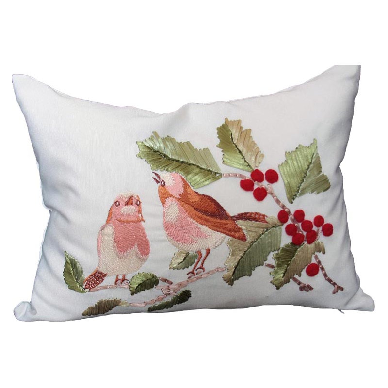 Salvato Birds on Holly Lumbar Pillow