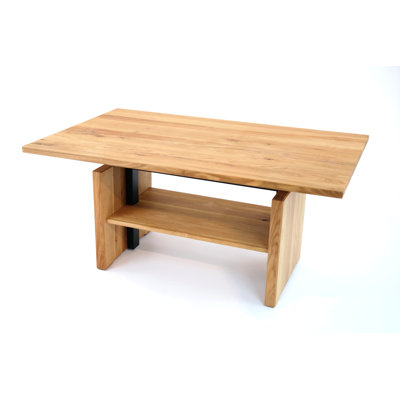 Höhenverstellbarer Couchtisch Moxley aus Massivholz mit Stauraum