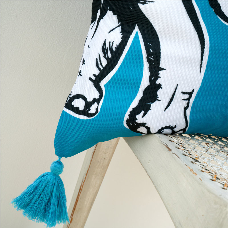 Tembo Elephant Tassel Scatter Cushion with Filling, Teal