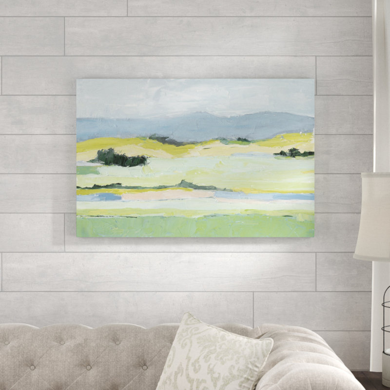 «Pastel Hills II», peinture sur toile, H 24 po x l 36 po x p 1,25 po, Toile tendue