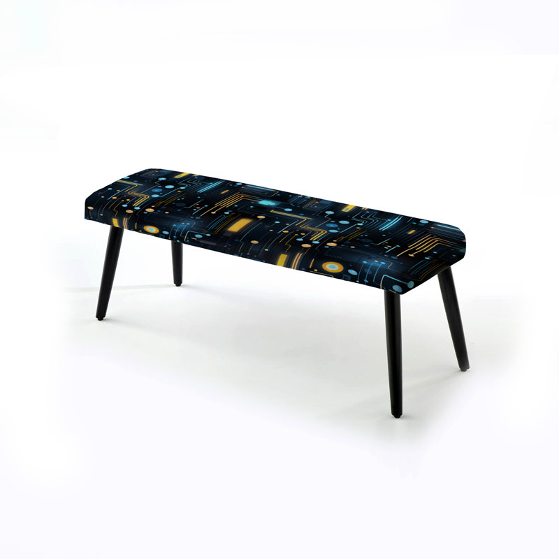 Banc rayé bleu avec motif géométrique futuriste bleu