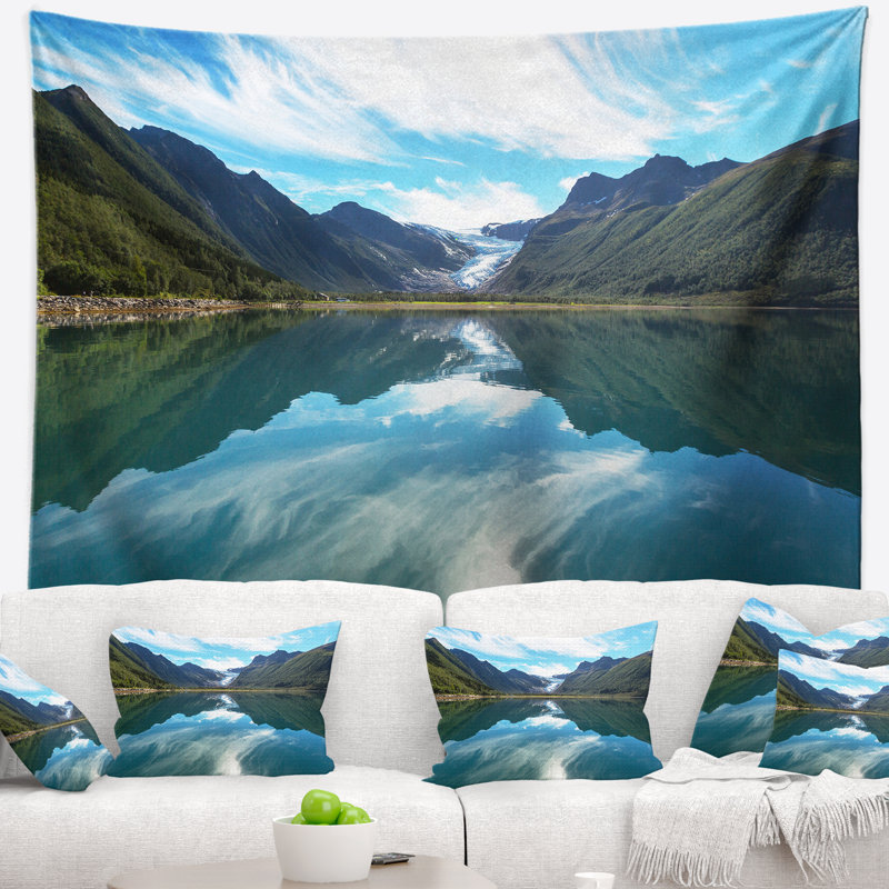 Tapisserie glacier en norvège paysage svartisen, H 32 po x l 39 po