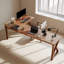 Bureau simple en L en bois de pin simple