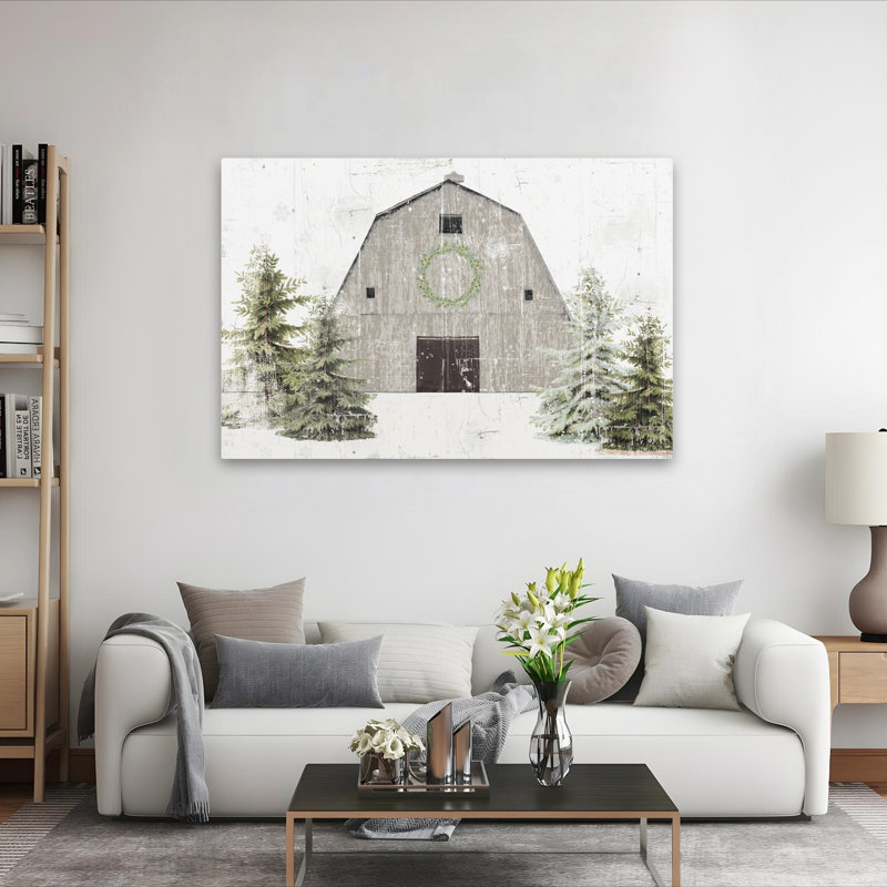 Holiday Barn - grange noire, art de chalet de Noël, H 40 po x l 60 po