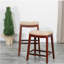 Tabouret 30 ", finition cerisier, siège en cuir os-1512813009-1512813008