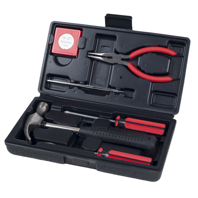 Stalwart 6PC Household Tools Set with Hammer, Red