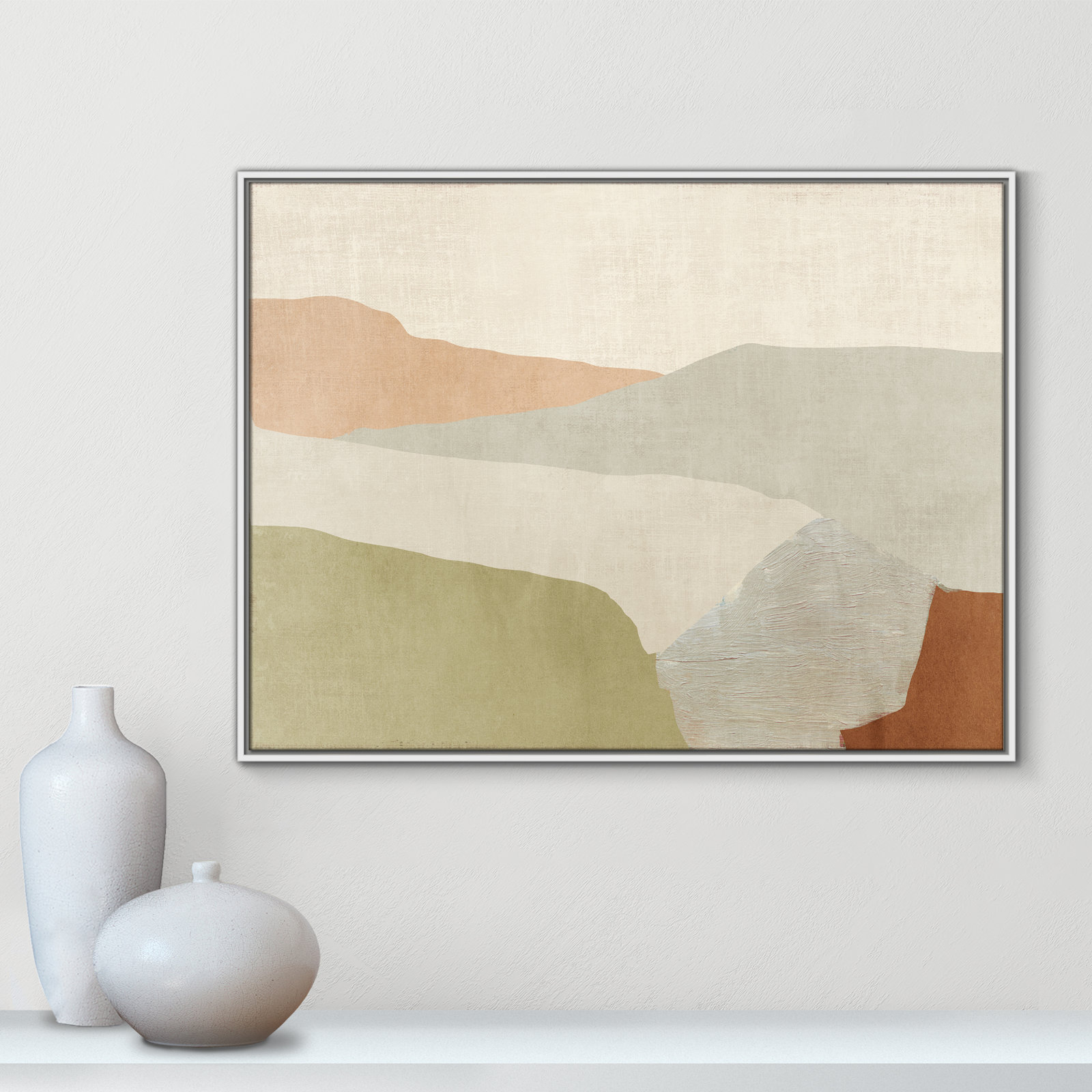 Elspeth "Pastel Views" Painting, 31.5" H x 41.5" W, White