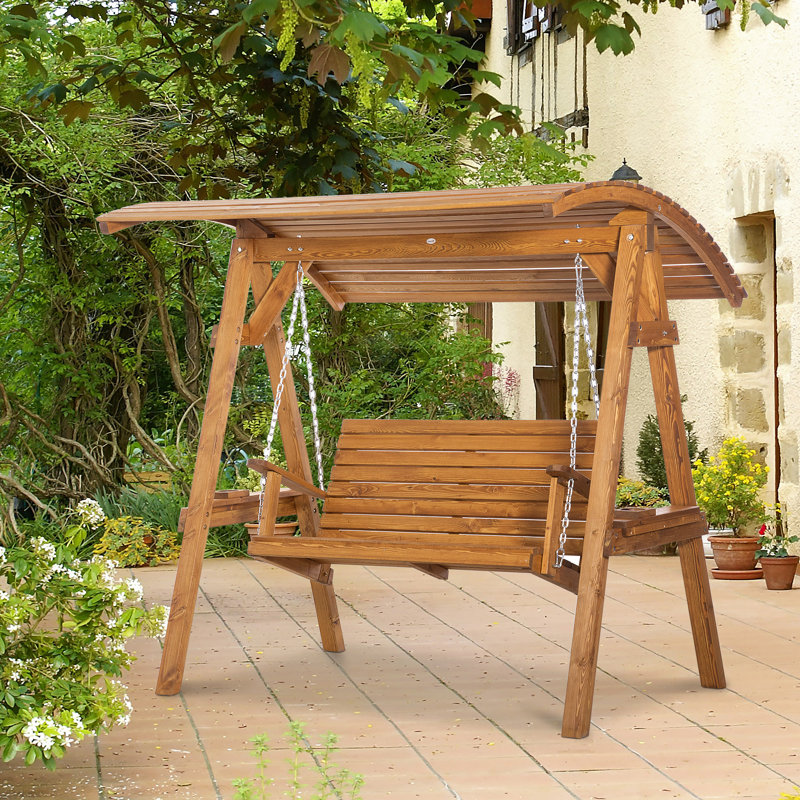 2 Person Pine Porch Swing with Canopy