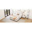Grand lit tapissier avec tête de lit en velours, sans sommier, bois massif, capacité de poids de 600 lb-1275001687-1275001686