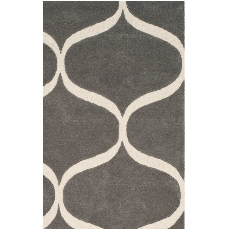 Cannen Hand Tufted Wool Geometric Rug, Rectangle 4' x 6'