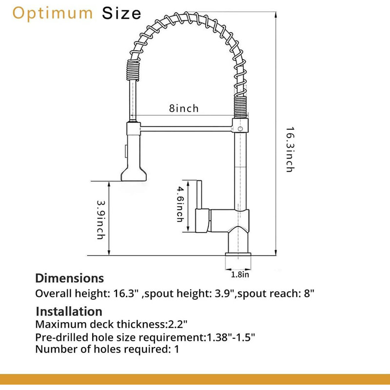URENTO Kitchen Faucet, Black/Gold